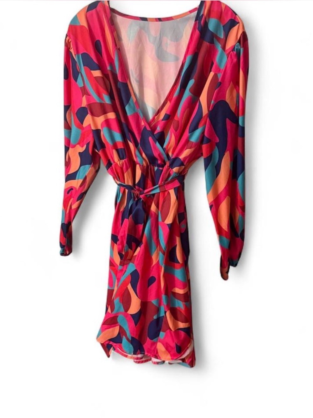 SHEIN Curve Colorful Abstract Wrap Midi Dress 3XL